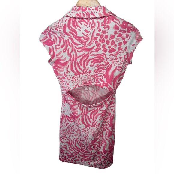 Lilly Pulitzer Rayna Get Spotted Pink Lion Pink Cut Out Back Dress Size XS - Picture 5 of 11